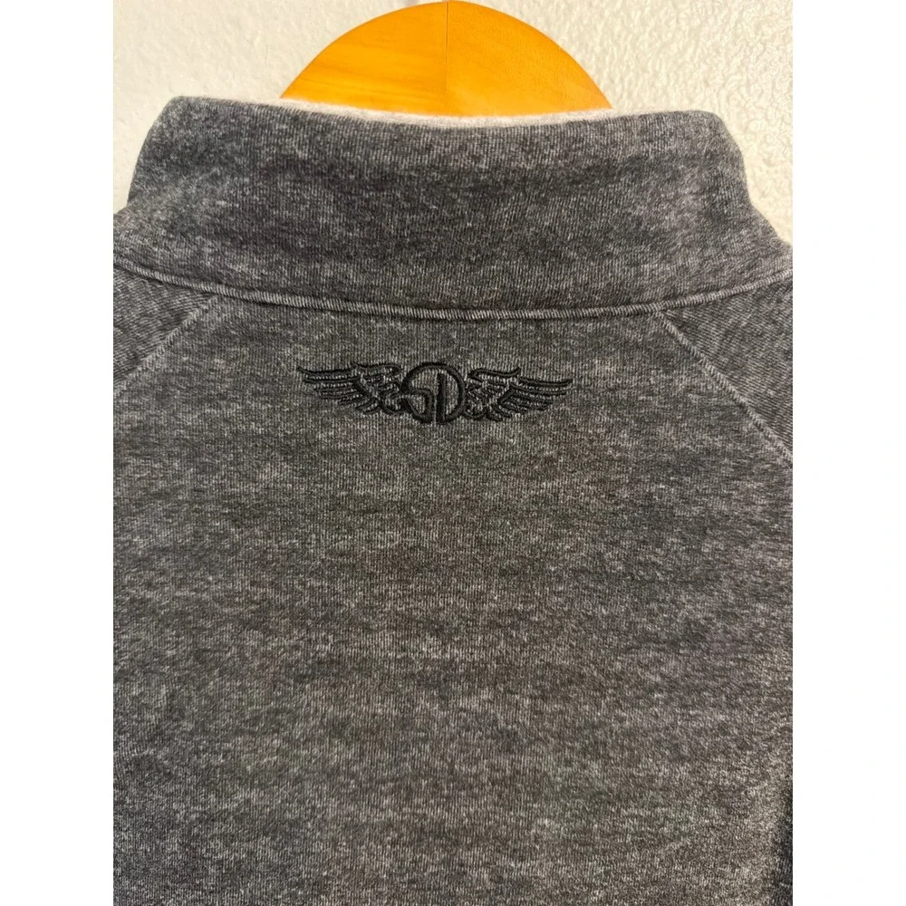 Straight Down Full Zip Sweater Mens Medium Gray Heathered Cotton Raglan Sleeve‎